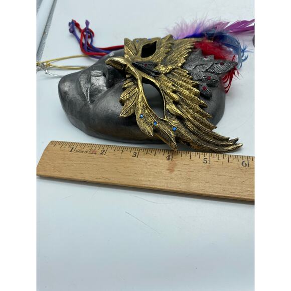 Michael Ricker Pewter Mardi Gras Mask Sculpture with stand Nadine"505/545 signed - Picture 8 of 10